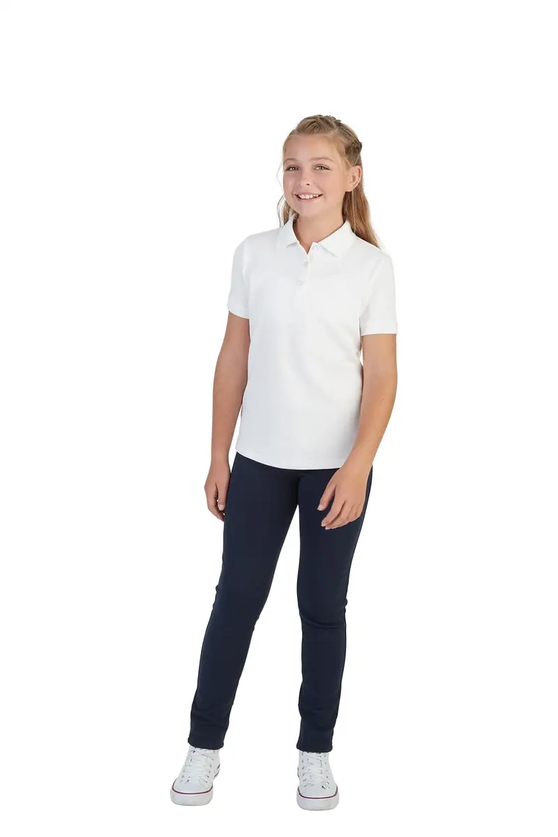 French Toast Girls' Picot Collar Polo Short Sleeve Shirt (Kids 14-16) | Soft Cotton Blend, School Style, Burgundy - view 2