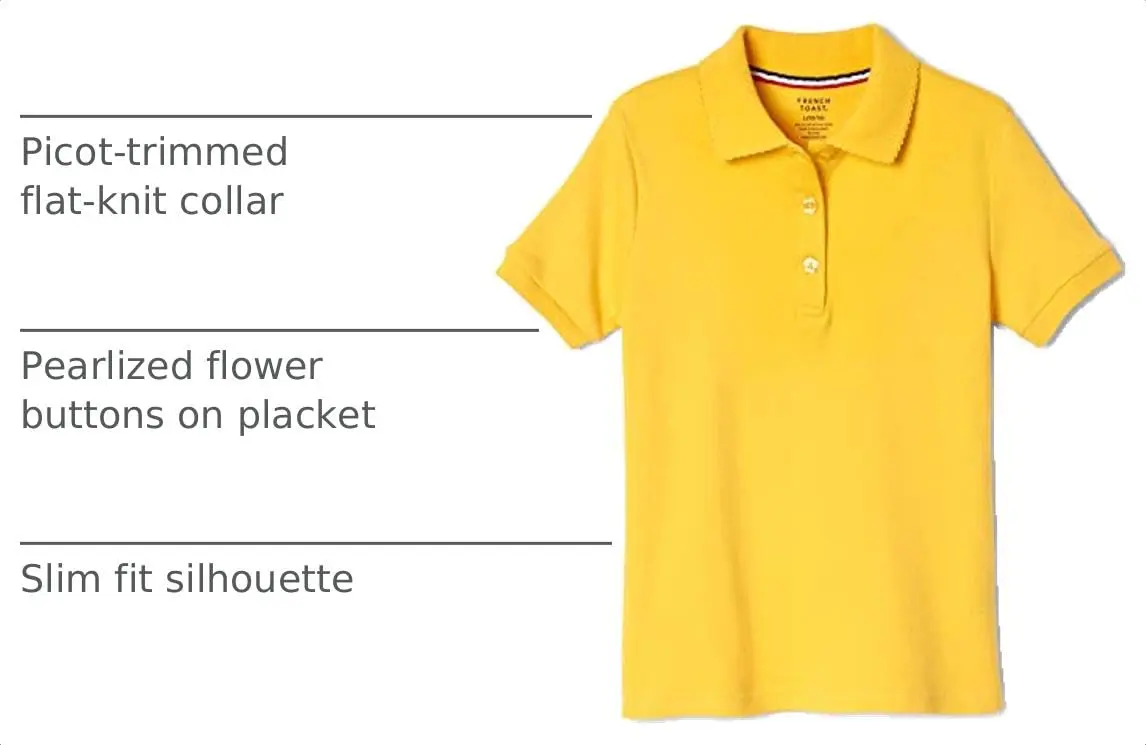 French Toast Girls' Picot Collar Polo Short Sleeve Shirt (Kids 10-12), Gold, Standard & Plus Size | Soft Cotton Blend, School Style - view 4