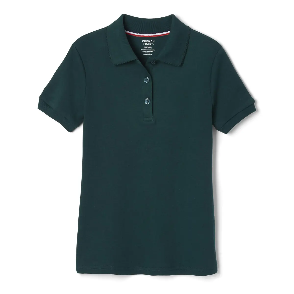 French Toast Girls' Picot Collar Polo Short Sleeve Shirt 14-16 | Soft Cotton Blend, School-Ready Fit - main product image