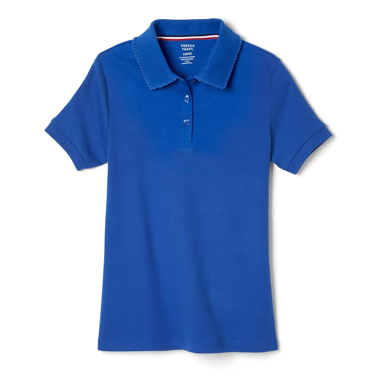 French Toast Girls' Picot Collar Polo Short Sleeve Shirt (Kids 4-5), Royal, Cotton Blend, Fade Resistant - view 5