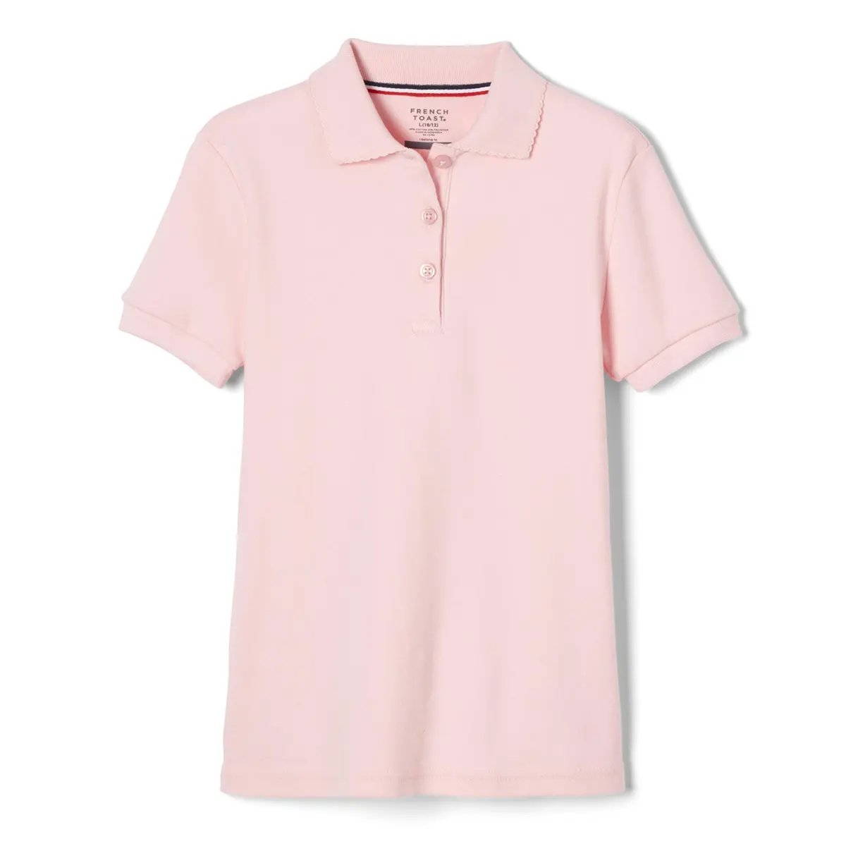 French Toast Girls' Picot Collar Polo Short Sleeve Shirt (Kids 4-5), Pink | School Uniform Style with Feminine Details - main product image
