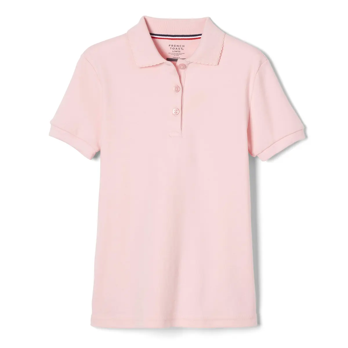 French Toast Girls' Picot Collar Polo Short Sleeve Shirt (Kids 4-5), Pink | School Uniform Style with Feminine Details - view 5
