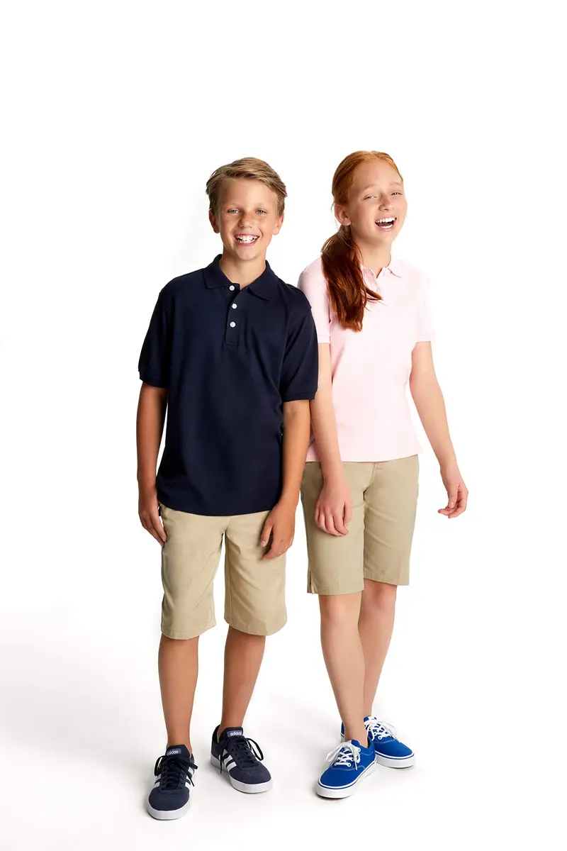 French Toast Girls' Picot Collar Polo Short Sleeve Shirt (Kids 4-5), Pink | School Uniform Style with Feminine Details - view 2