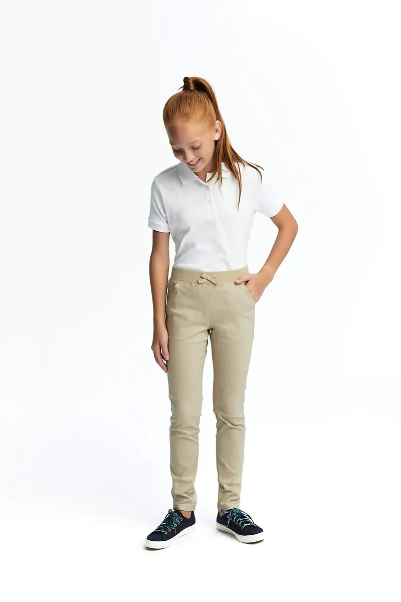 French Toast Girls' Plus Sized Short Sleeve Polo with Picot Collar, White, 18-20 Plus | School Uniform Style with Feminine Details - view 2
