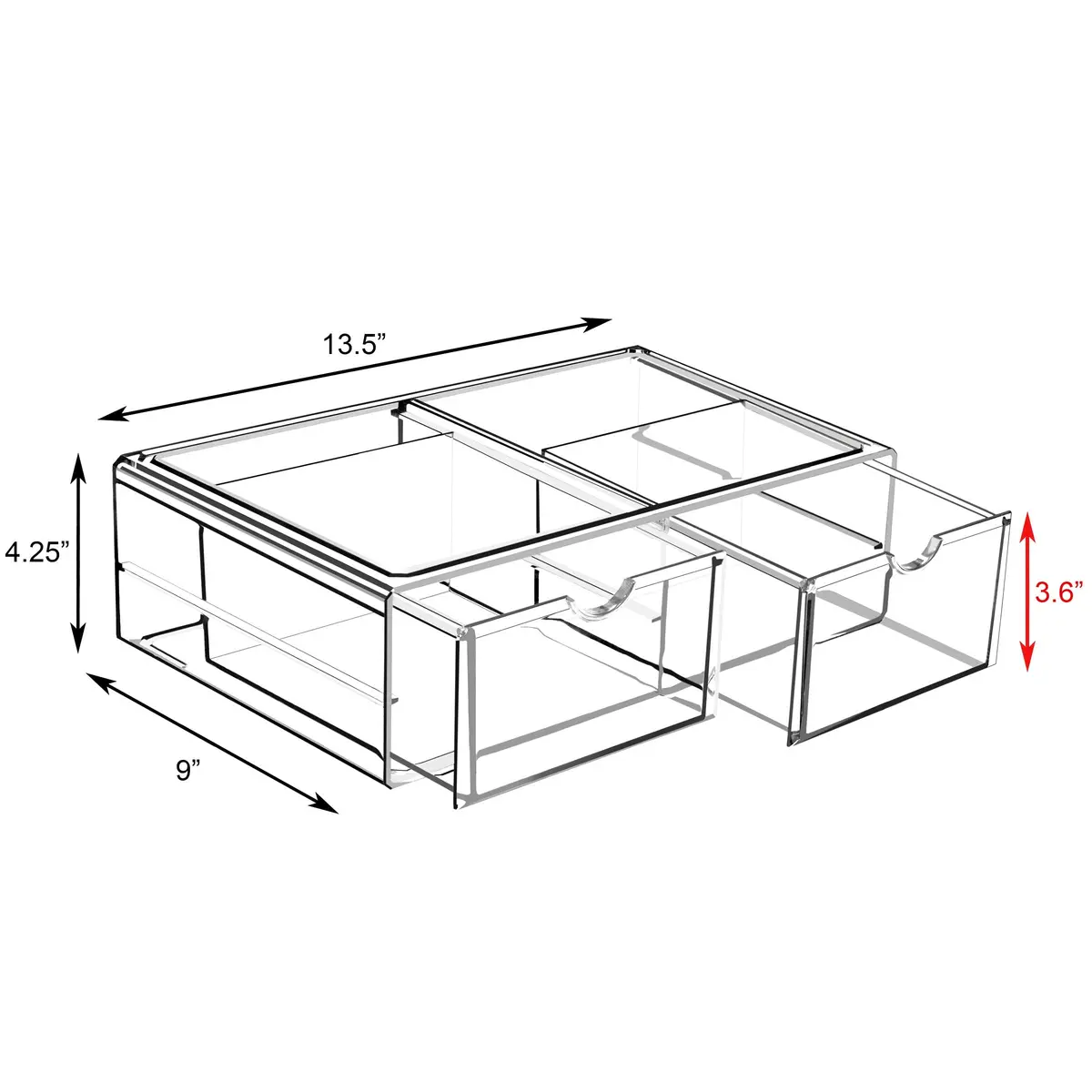 Sorbus Acrylic Drawers Clear Makeup Organizer for Vanity (2 Drawers) | Stackable Acrylic Storage for Beauty & Bathroom - view 3