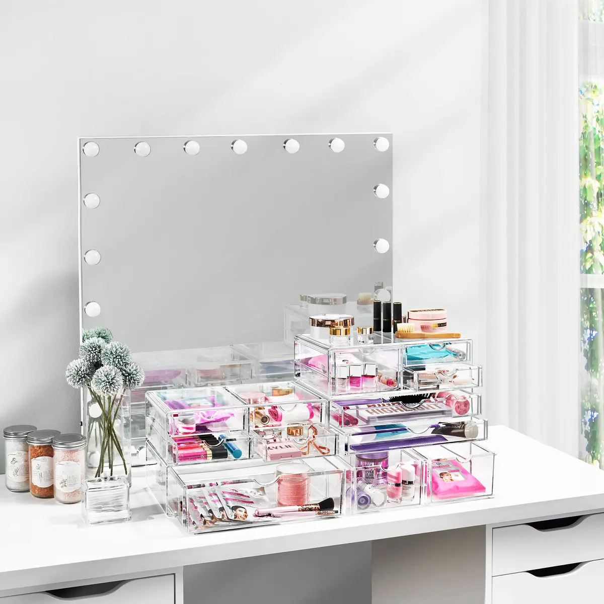 Sorbus Acrylic Drawers Clear Makeup Organizer for Vanity (2 Drawers) | Stackable Acrylic Storage for Beauty & Bathroom - view 4