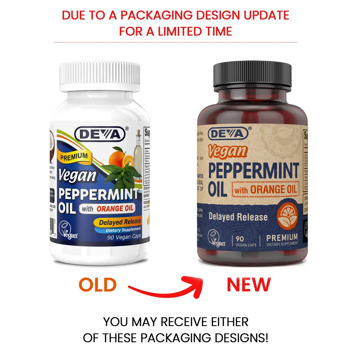 DEVA Vegan Peppermint Oil with Orange & Coconut Oil, 90 Capsules | Delayed Release, Pure & Organic - view 2