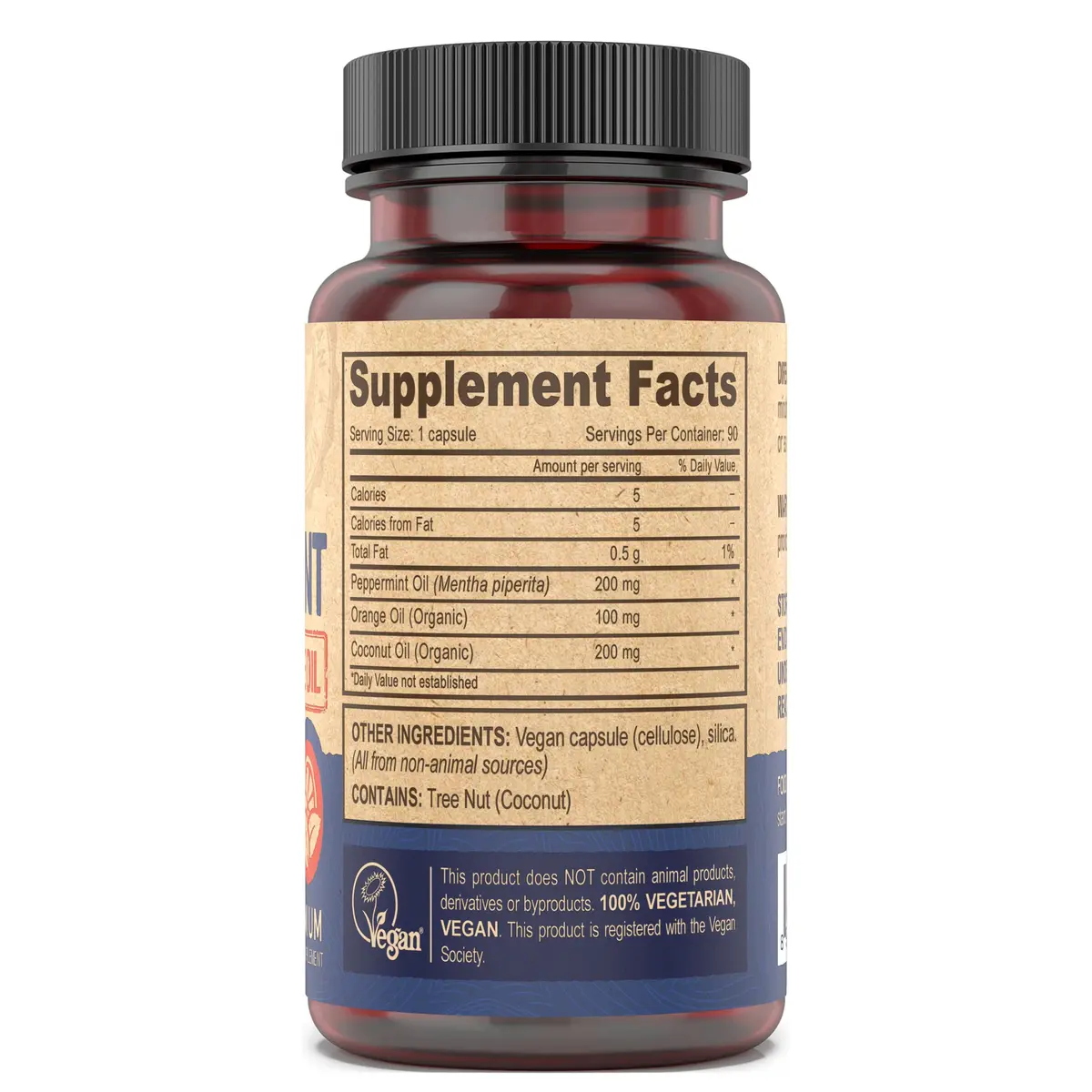DEVA Vegan Peppermint Oil with Orange & Coconut Oil, 90 Capsules | Delayed Release, Pure & Organic - view 3