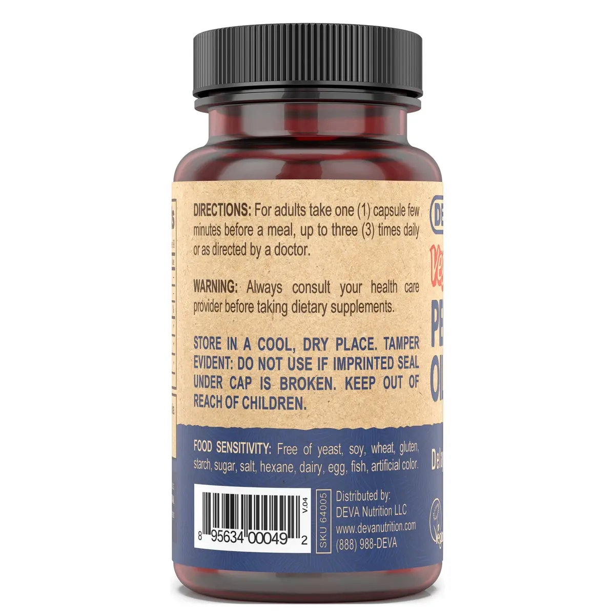 DEVA Vegan Peppermint Oil with Orange & Coconut Oil, 90 Capsules | Delayed Release, Pure & Organic - view 4