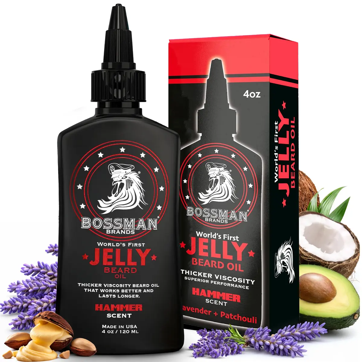 Bossman Jelly Beard Oil 4 oz | Thicker Formula, Texas Made, Hammer Scent - main product image