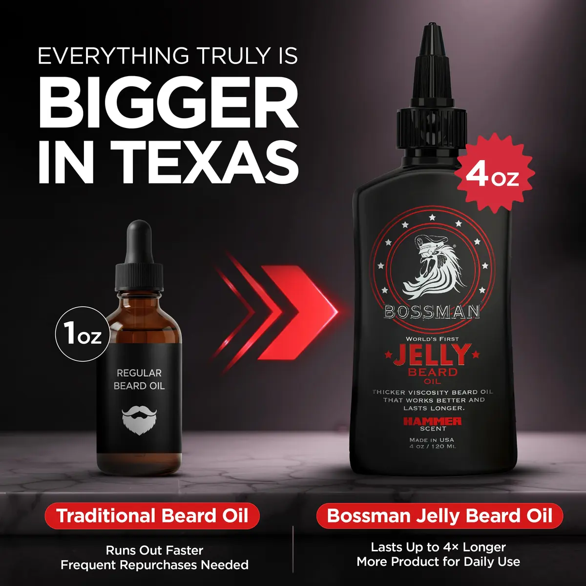Bossman Jelly Beard Oil 4 oz | Thicker Formula, Texas Made, Hammer Scent - view 5