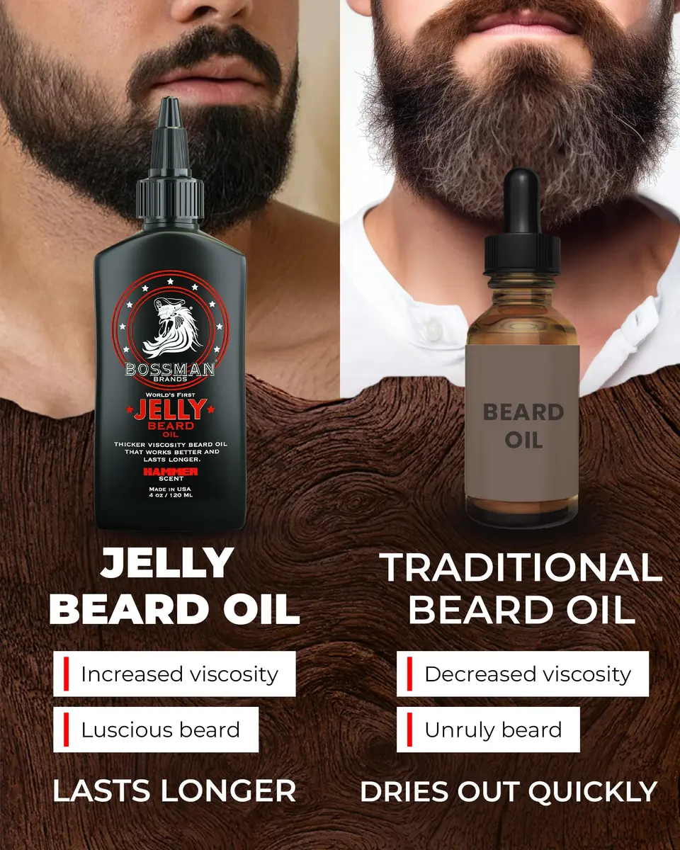 Bossman Jelly Beard Oil 4 oz | Thicker Formula, Texas Made, Hammer Scent - view 6