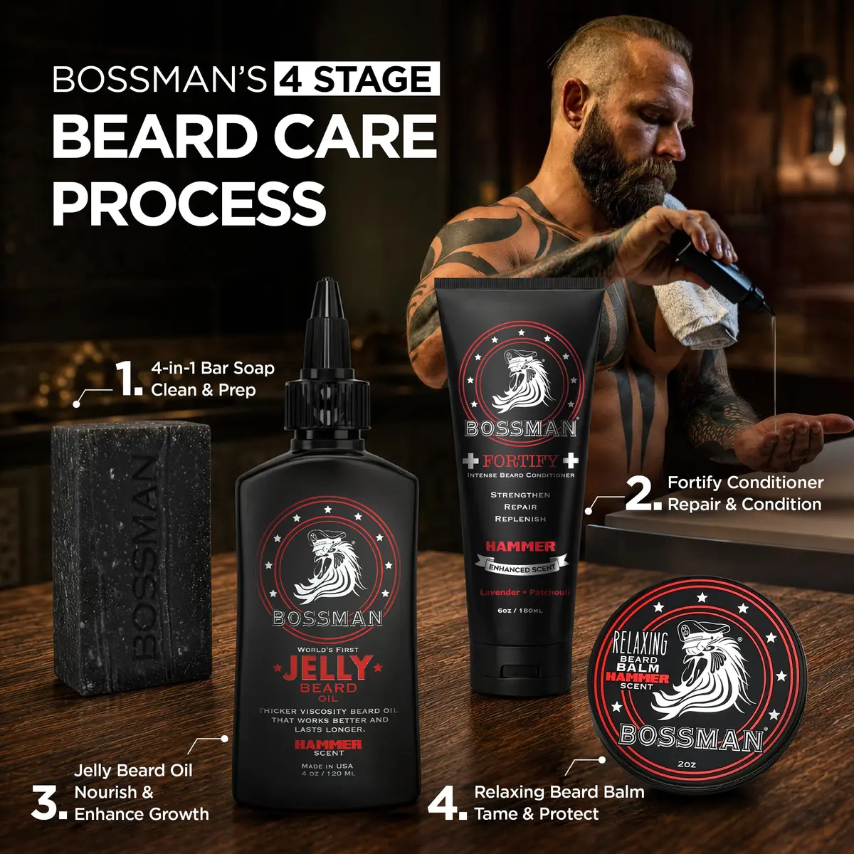 Bossman Jelly Beard Oil 4 oz | Thicker Formula, Texas Made, Hammer Scent - view 8