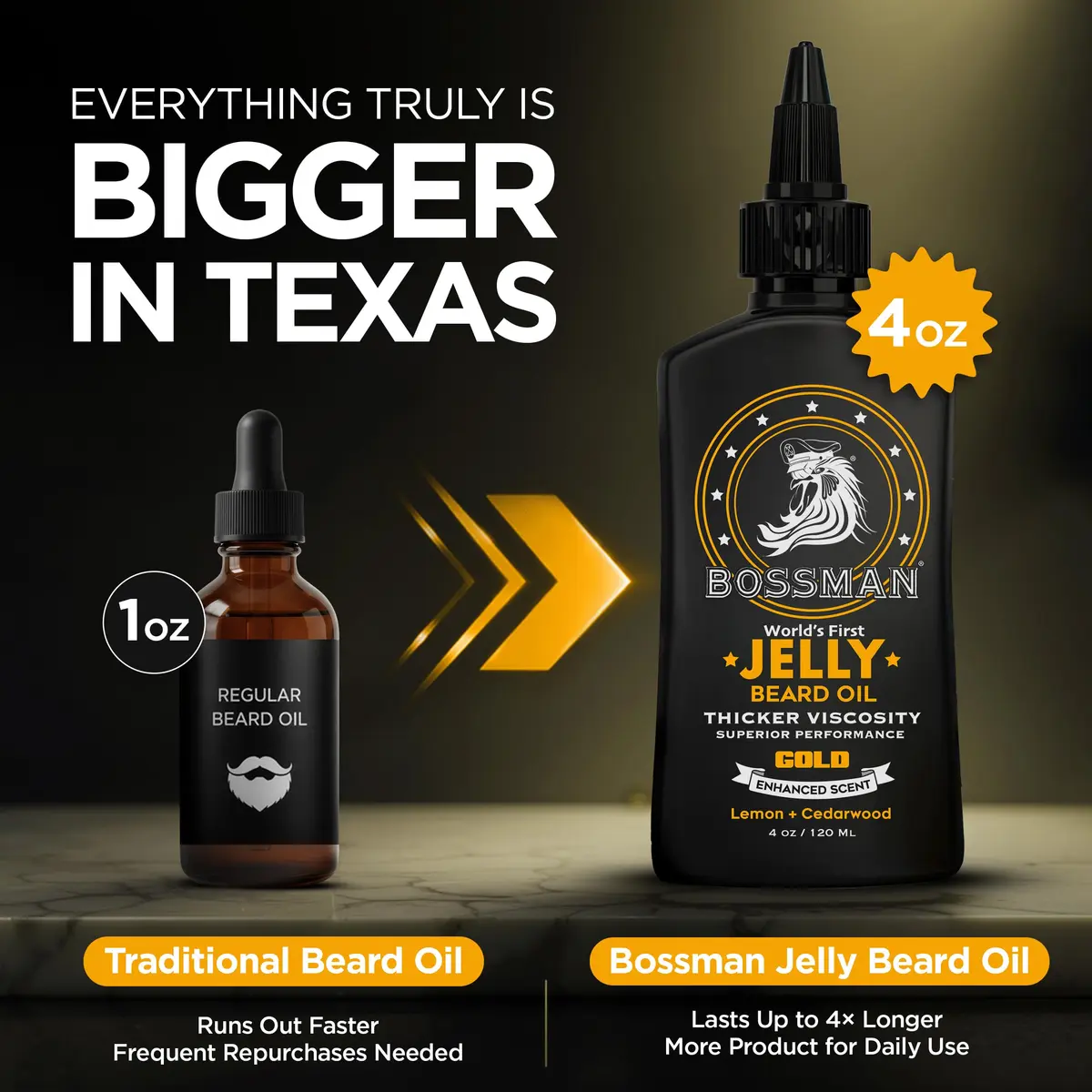 Bossman Jelly Beard Oil Gold Scent 118ml (4 oz) | Thicker Formula for Fuller, Healthier Beard - view 5