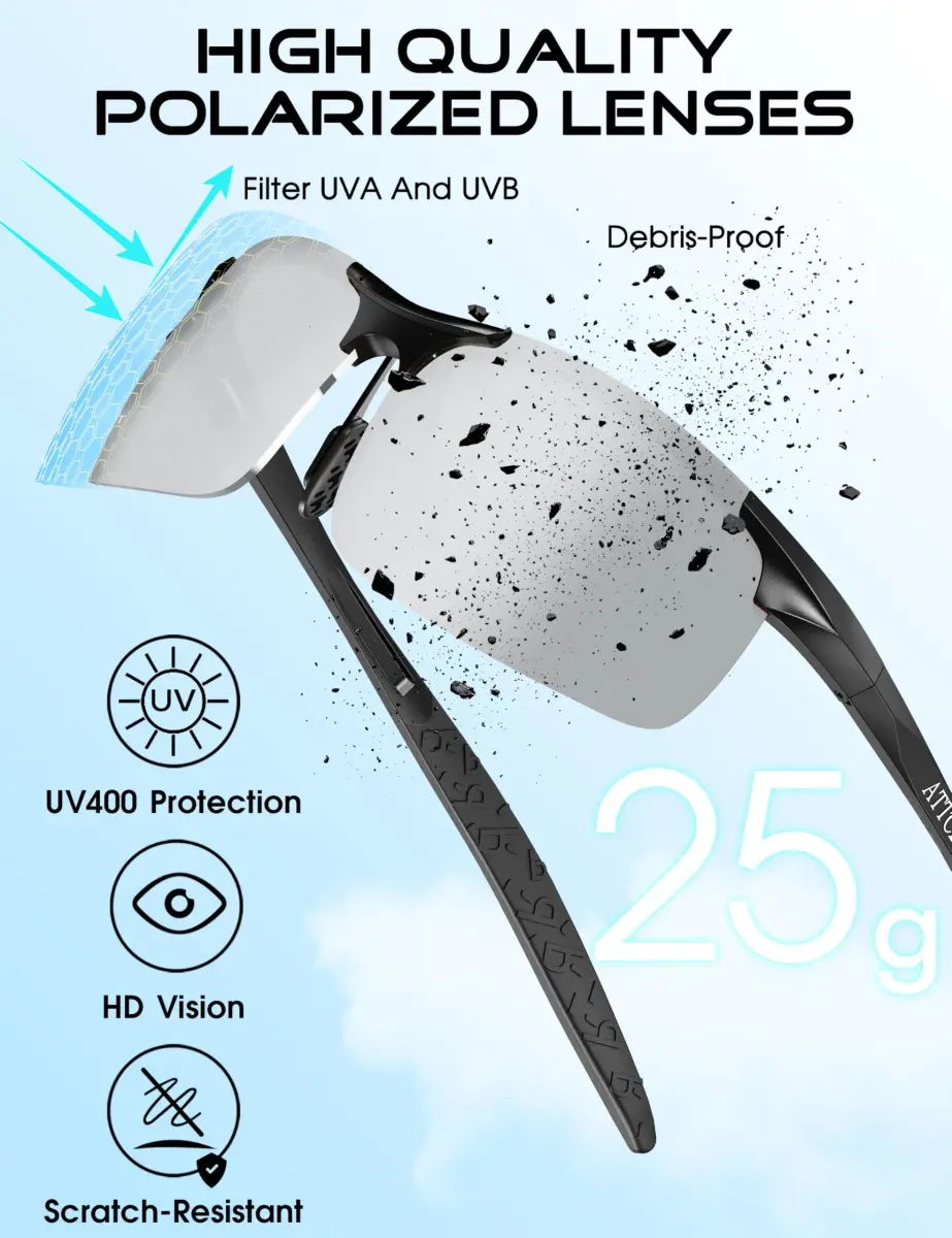 ATTCL 2026-black-silver Mirrored Polarized Sports Sunglasses for Men - UV Protection, Anti-Glare Wrap-Around - view 4
