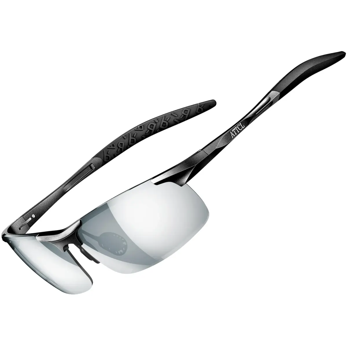 ATTCL 2026-black-silver Mirrored Polarized Sports Sunglasses for Men - UV Protection, Anti-Glare Wrap-Around - main product image