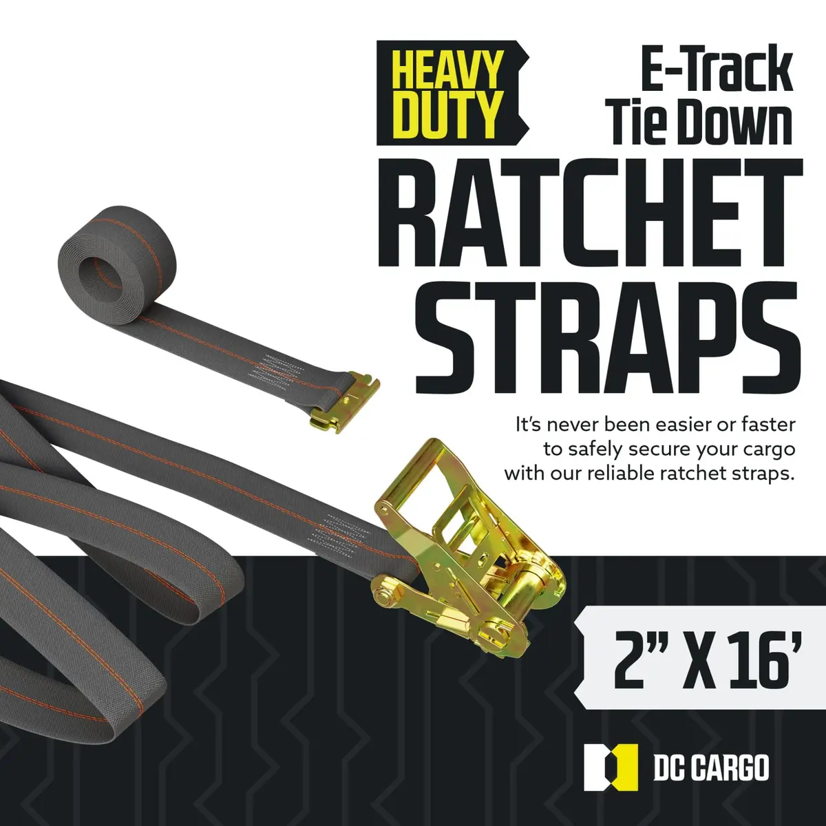 DC Cargo Mall E Track Ratchet Straps Cargo Tie-Downs 2x16 Heavy Duty Grey | Secure in Trailers & Trucks - view 2