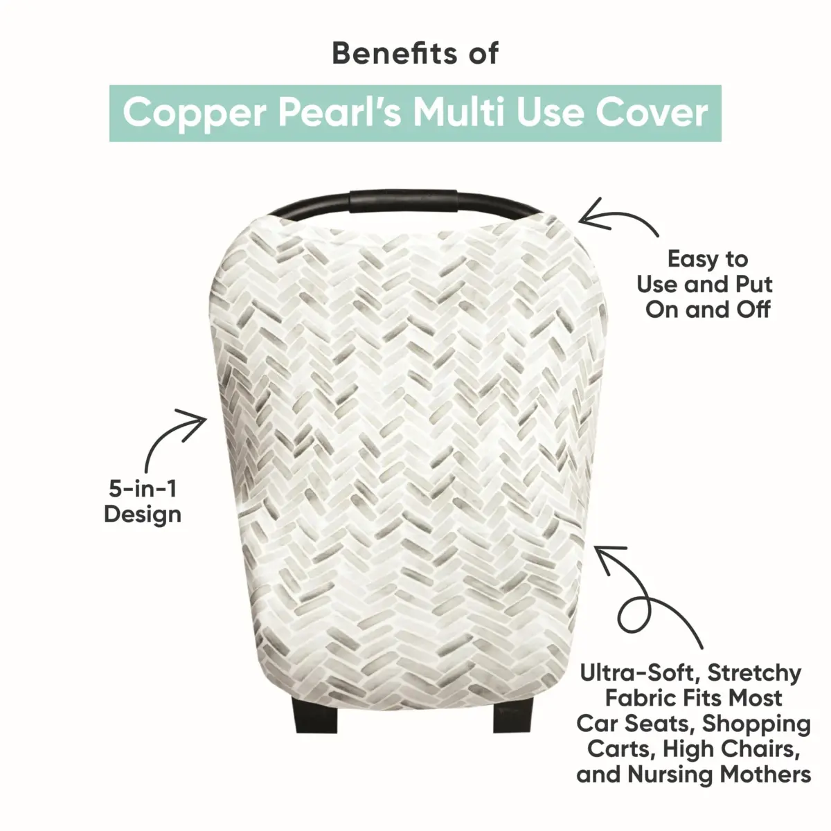 Copper Pearl Nursing Cover for Breastfeeding – Multi-Use Car Seat Canopy, Stroller Shade & Wrap, Everest (73cm x 63cm x 0.5cm) - view 2