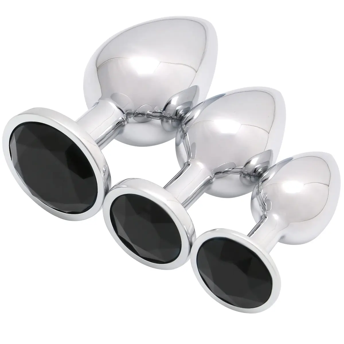 Akstore 3 Pcs Luxury Jewelry Design Fetish Anal Butt Plug Black | Metal, Discreet & Safe for Beginners - main product image