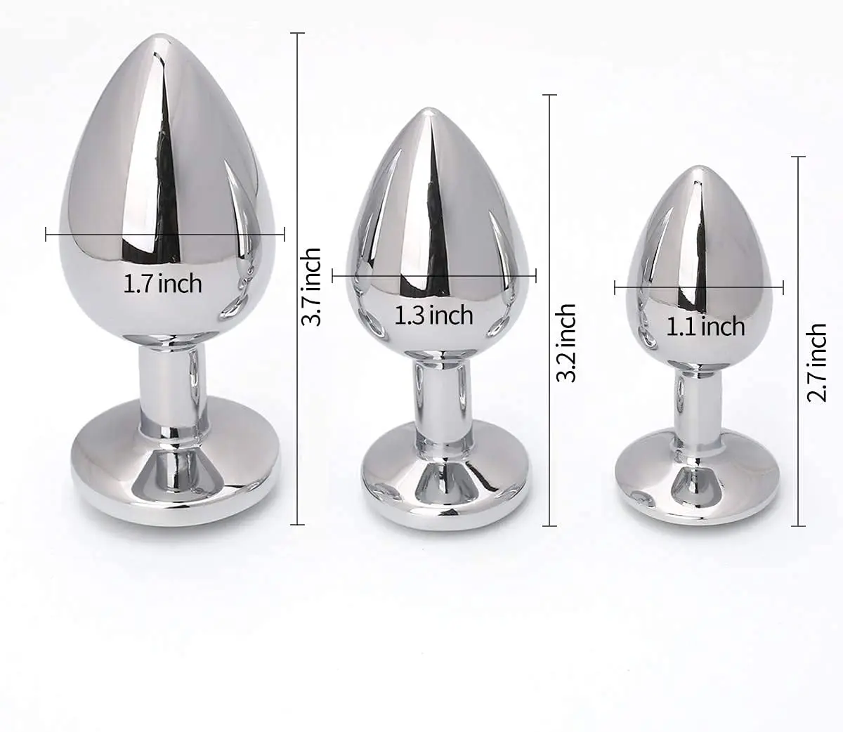 Akstore 3 Pcs Fetish Anal Butt Plug Red | Metal, Tapered, Discreet Size Set - view 4