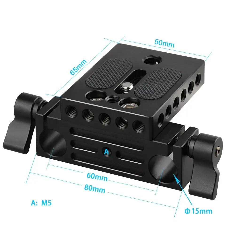 CAMVATE Camera Baseplate with 15mm Railblock & 1/4"-20 Screw | 18.3 cm (7.2 in) Length - view 2