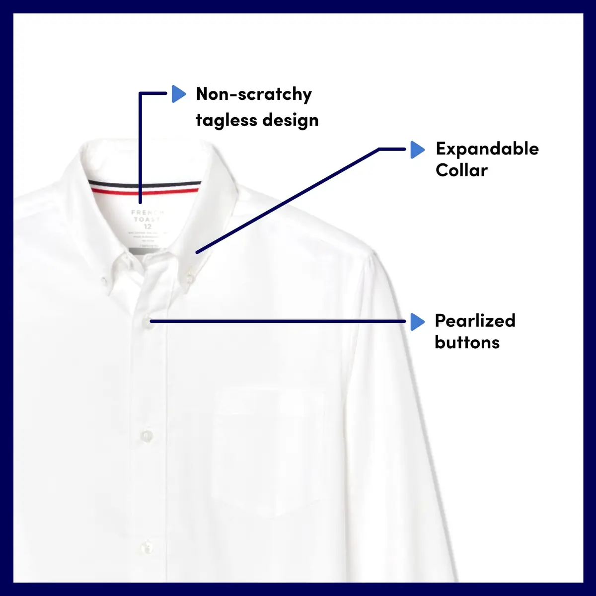 French Toast Boys' Short Sleeve Oxford Dress Shirt 14 Husky | Wrinkle-Free Cotton Blend for School & Casual Wear - view 5