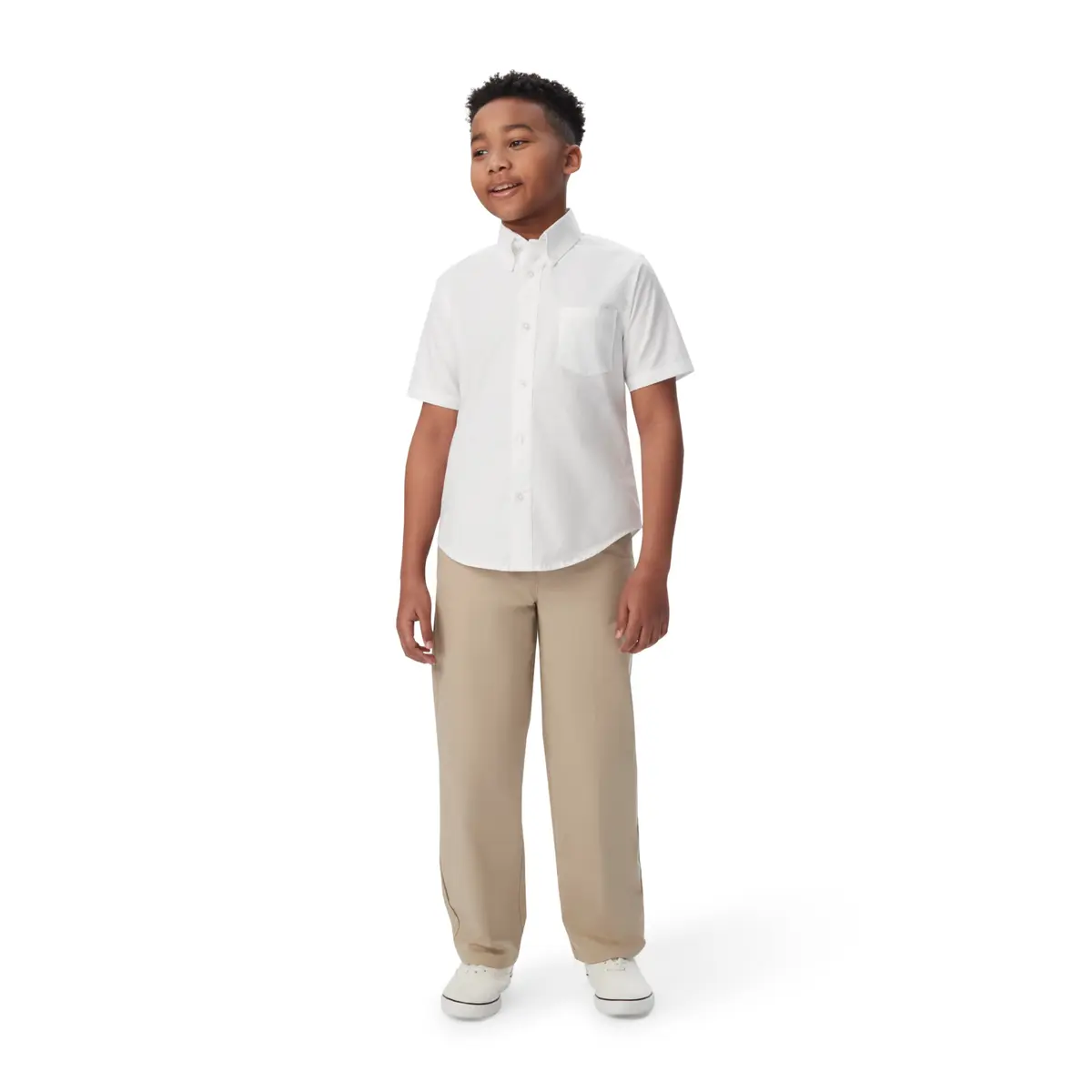 French Toast Boys' Short Sleeve Oxford Dress Shirt 14 Husky | Wrinkle-Free Cotton Blend for School & Casual Wear - view 2