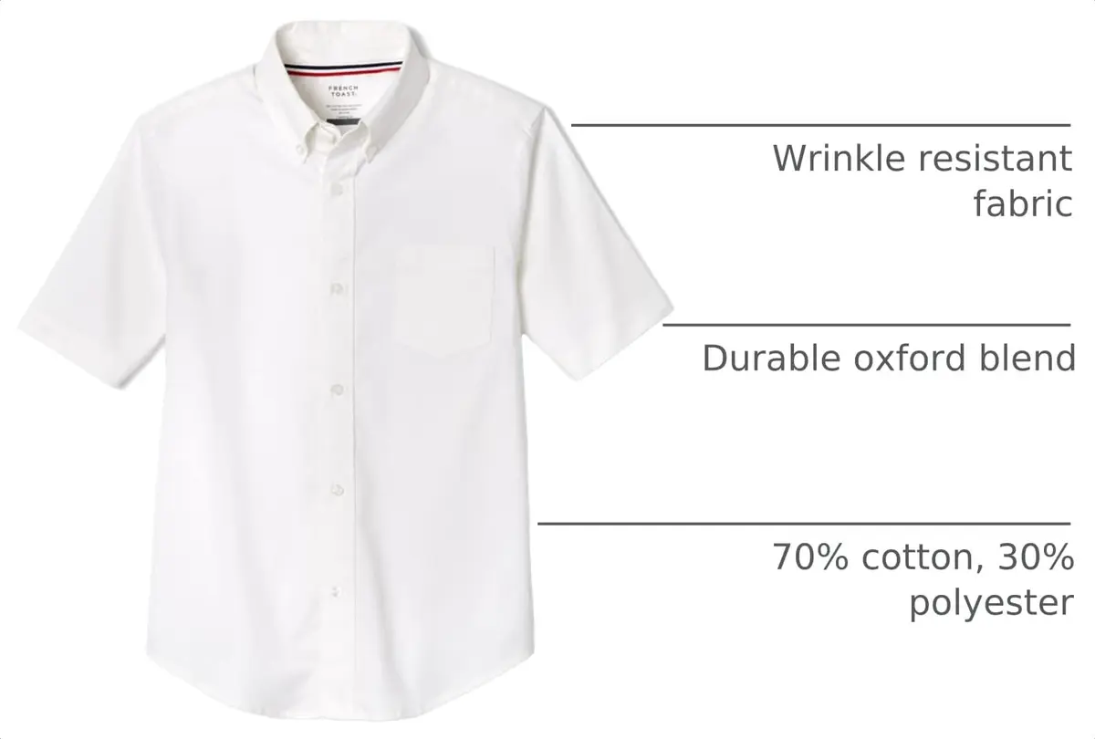 French Toast Boys' Short Sleeve Oxford Dress Shirt 14 Husky | Wrinkle-Free Cotton Blend for School & Casual Wear - view 4
