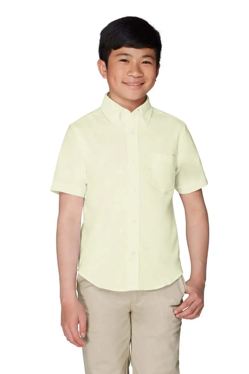 French Toast Boys' Short Sleeve Classic Poplin Dress Shirt (Kids Standard & Husky Sizes), Yellow, 10 | Breathable Cotton-Blend School Uniform - main product image