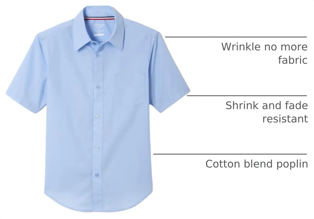 French Toast Boys' Short Sleeve Classic Poplin Dress Shirt Light Blue 18 | Wrinkle-Free School Uniform - view 4