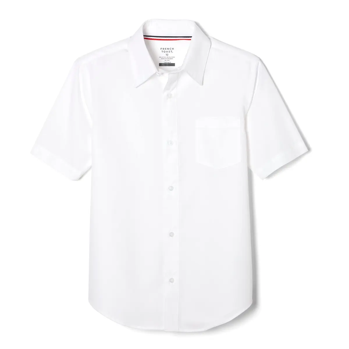 French Toast Boys' Short Sleeve Classic Poplin Dress Shirt (Kids Standard & Husky Sizes), White, 18 | Wrinkle-Free School Uniform - main product image