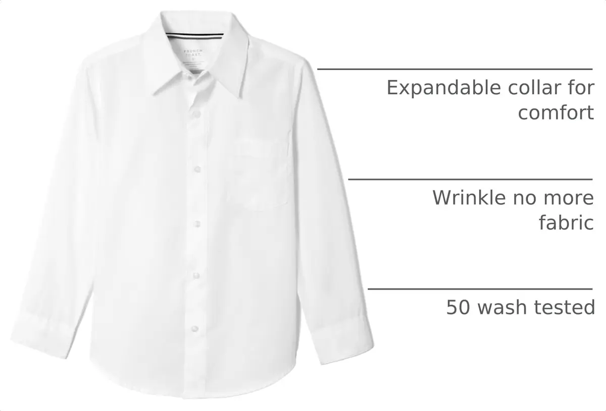 French Toast Boys' Expandable Collar Button Down Dress Shirt White 18 (45ml / 1.5oz) - view 4