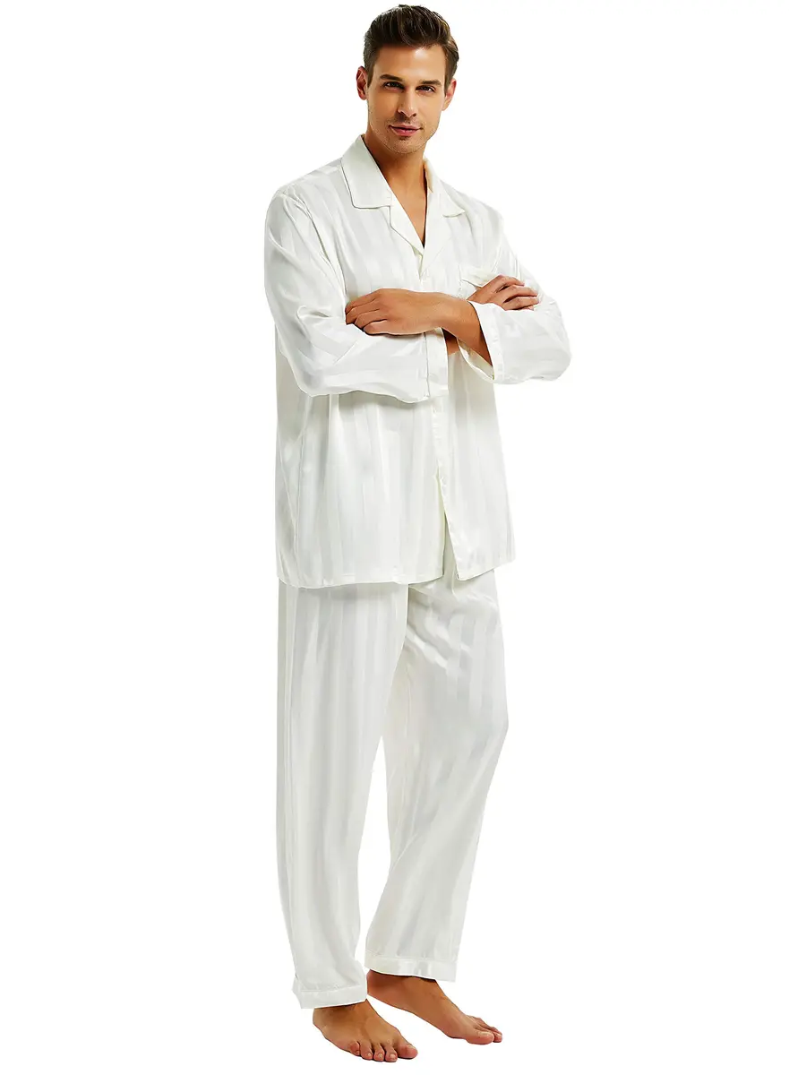 Lonxu Mens Silk Satin Pajamas Set Sleepwear XL | Silky Comfort for Relaxed Sleep - main product image