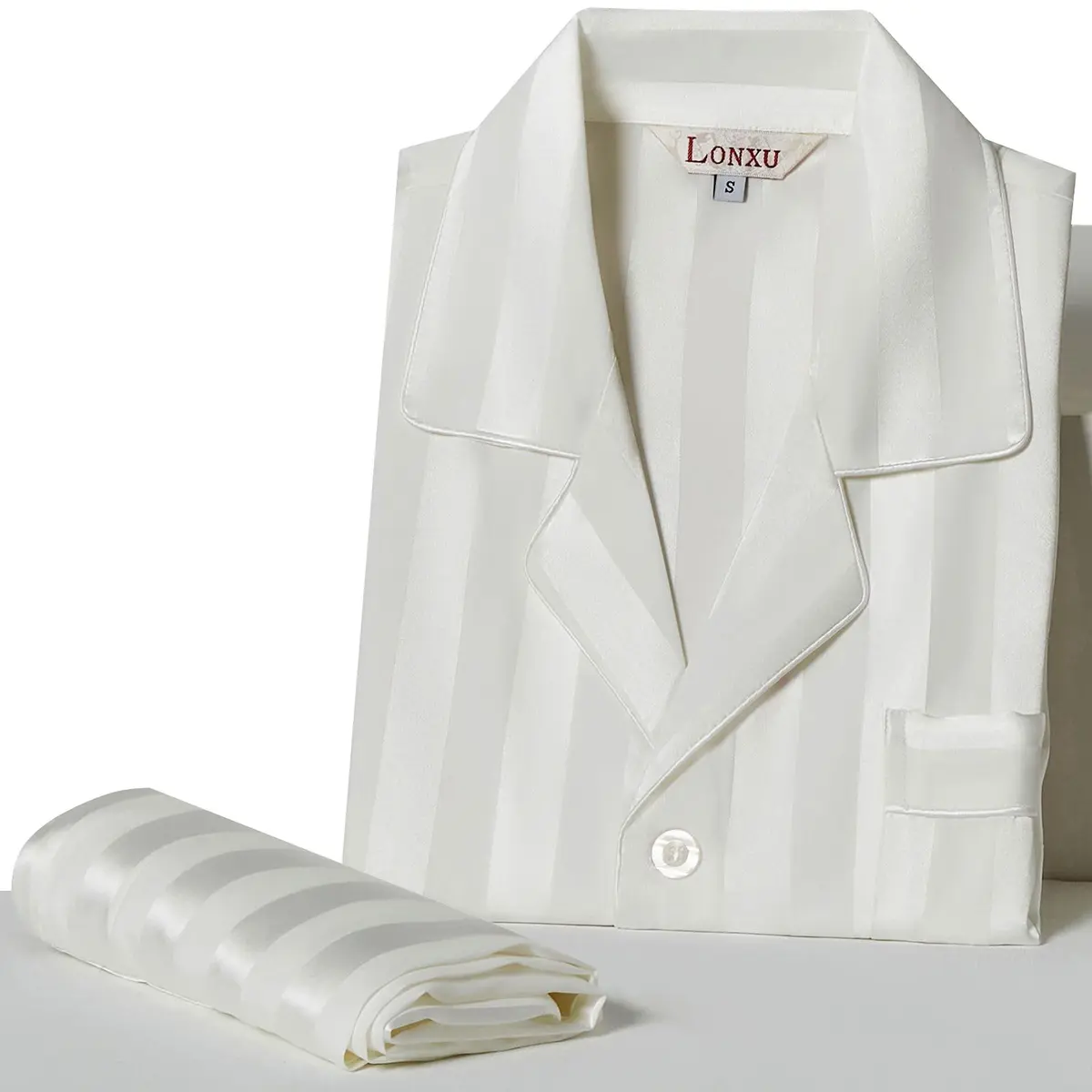 Lonxu Mens Silk Satin Pajamas Set Sleepwear XL | Silky Comfort for Relaxed Sleep - view 5