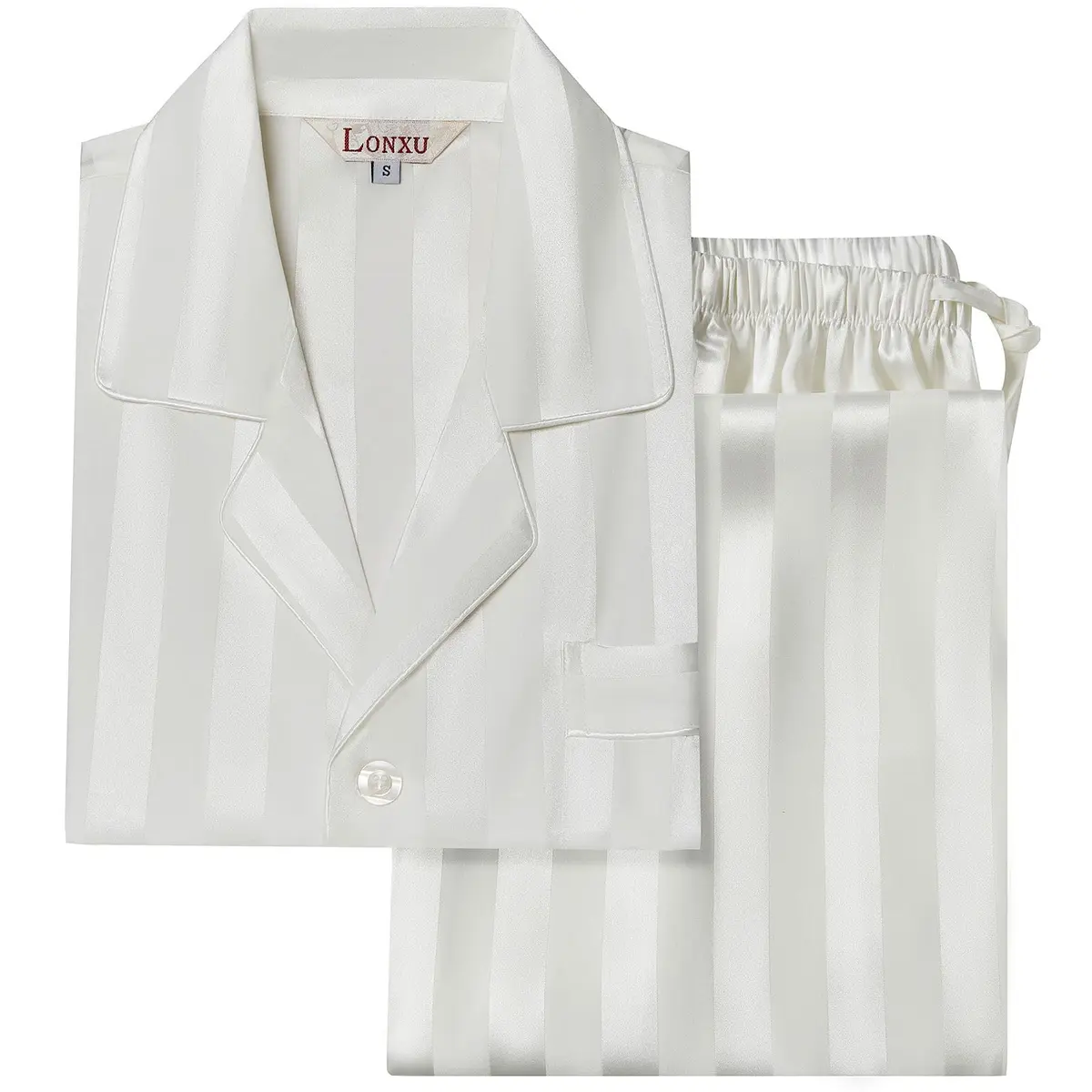 Lonxu Mens Silk Satin Pajamas Set Sleepwear XL | Silky Comfort for Relaxed Sleep - view 4