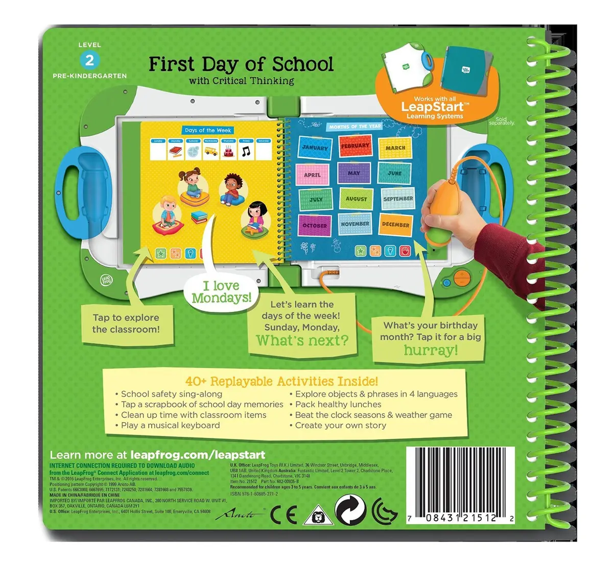 LeapFrog LeapStart First Day of School and Critical Thinking Book | Pre-Kindergarten Activity Book for School Readiness - view 2