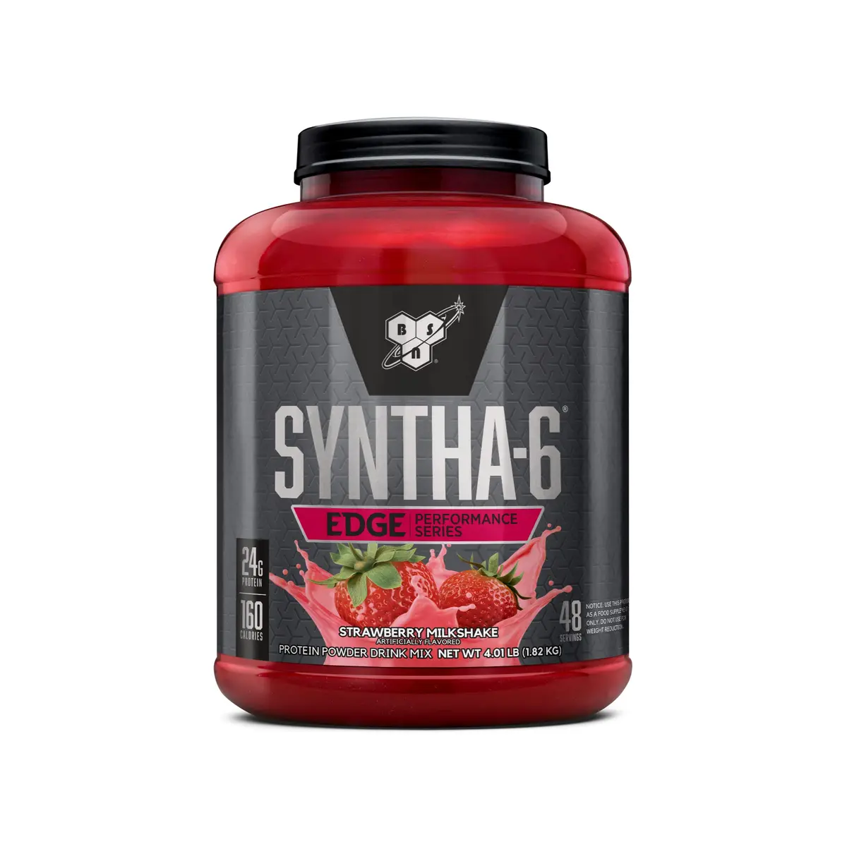BSN SYNTHA-6 Edge Protein Powder, Strawberry Milkshake, 4.01 Pound | Low Sugar, Supports Recovery - main product image