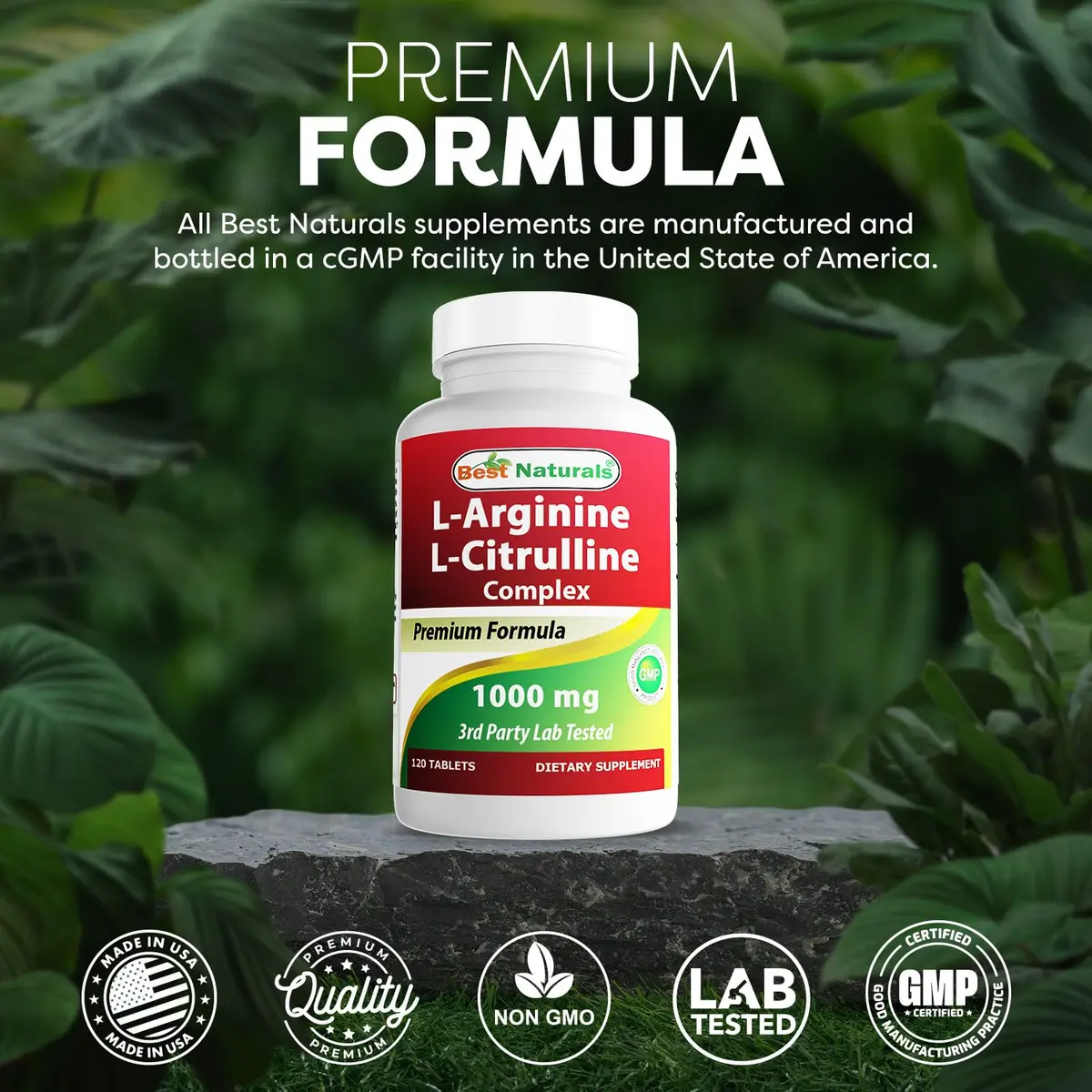 Best Naturals Arginine Citrulline Complex 1000 Mg 120 Tablets | Amino Acid Supplement for Muscle Metabolism - view 5
