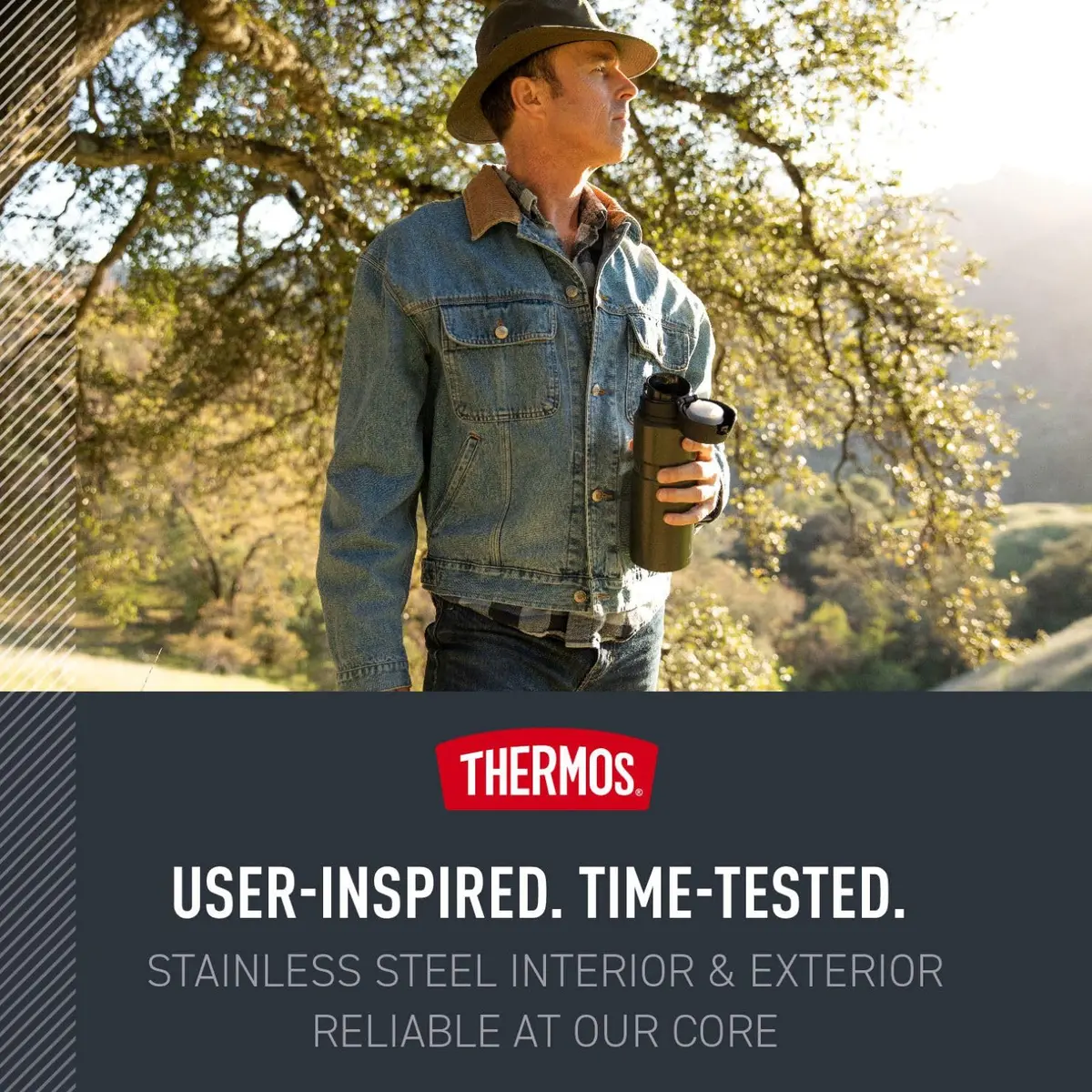 THERMOS Stainless King Vacuum-Insulated Drink Bottle 24 Ounce | Hot 18H & Cold 24H | Matte Steel - view 5