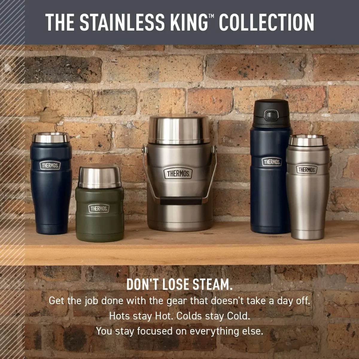 THERMOS Stainless King Vacuum-Insulated Drink Bottle 24 Ounce | Hot 18H & Cold 24H | Matte Steel - view 6