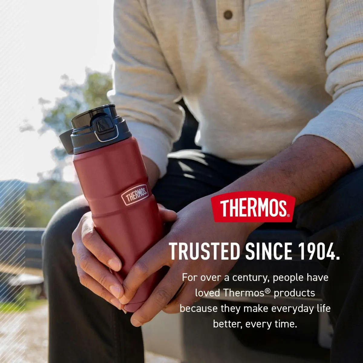 THERMOS Stainless King Vacuum-Insulated Drink Bottle 24 Ounce | Hot 18H & Cold 24H | Matte Steel - view 7