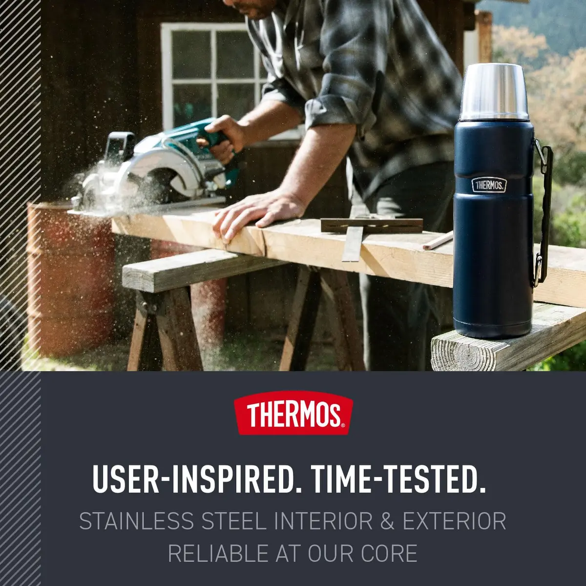 THERMOS Stainless King Vacuum-Insulated Beverage Bottle 68oz | Keeps Hot/Cold 24h, Matte Steel - view 5