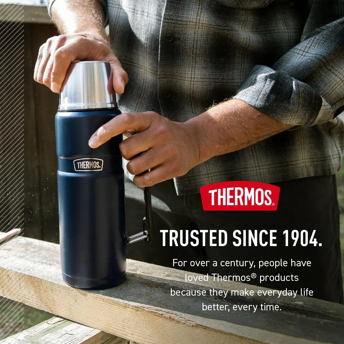 THERMOS Stainless King Vacuum-Insulated Beverage Bottle 68oz | Keeps Hot/Cold 24h, Matte Steel - view 7