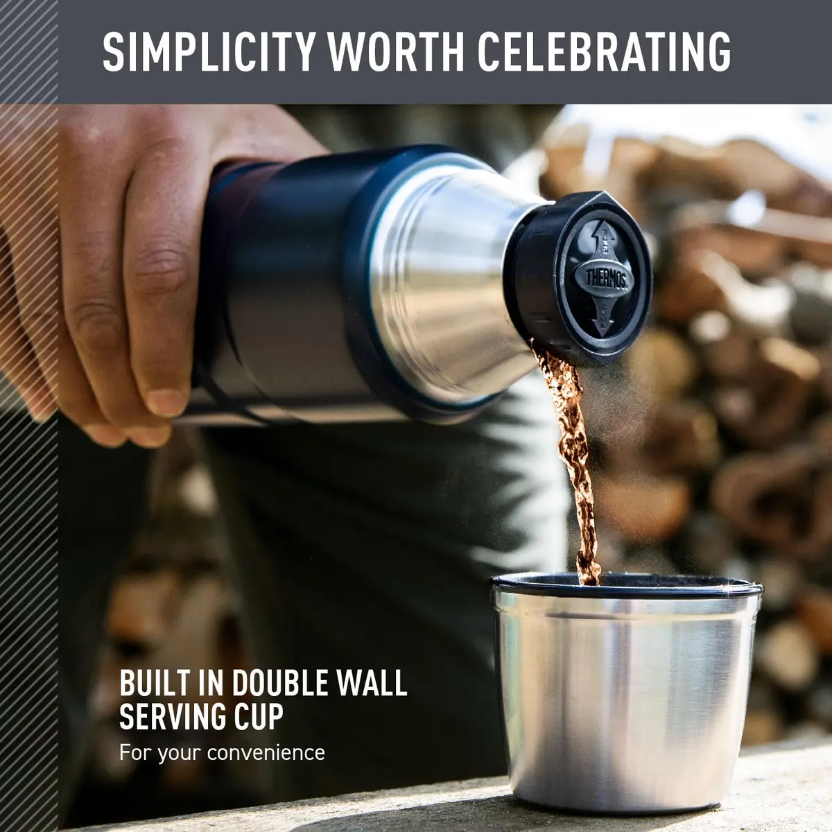 THERMOS Stainless King Vacuum-Insulated Beverage Bottle 68oz | Keeps Hot/Cold 24h, Matte Steel - view 3