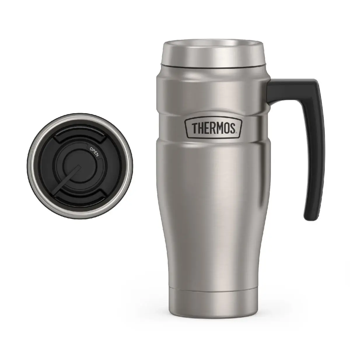THERMOS Stainless King Vacuum-Insulated Travel Mug with Handle - 16oz (473ml) | Keeps Drinks Hot for 7 Hours, Cold for 18 Hours - main product image