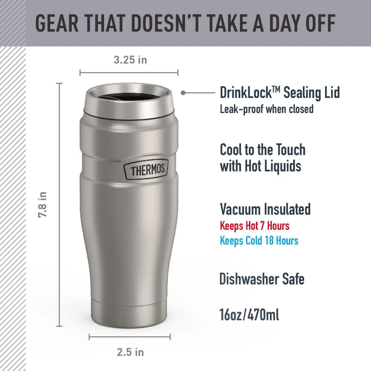 THERMOS Stainless King 16oz Travel Tumbler - Matte Steel - view 2