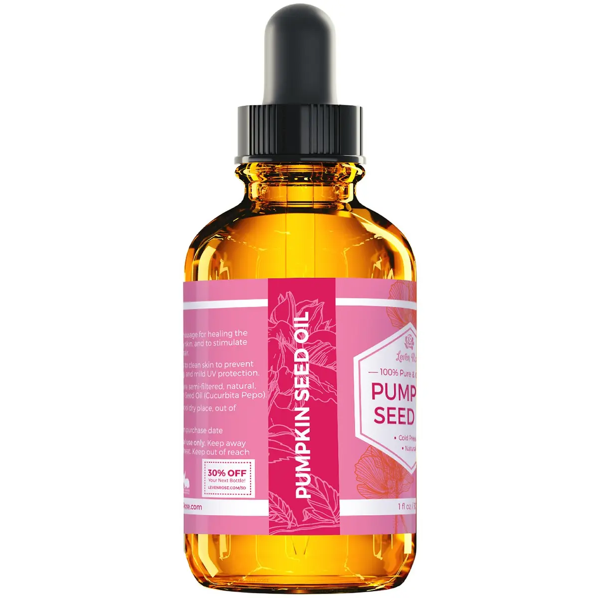 Leven Rose Organic Pumpkin Seed Oil for Hair Growth 1 oz | Deep Hydration & Dandruff Support - view 3