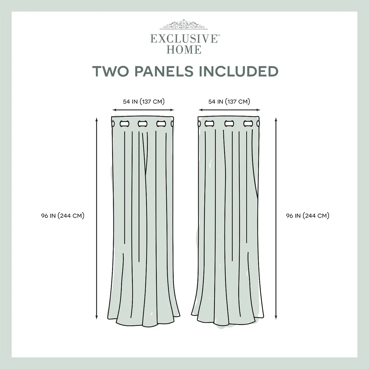 Exclusive Home Kochi Light Filtering Linen Blend Grommet Top Curtain Panel Pair, 54"x96", Teal | Geometric,Contemporary Design - view 6