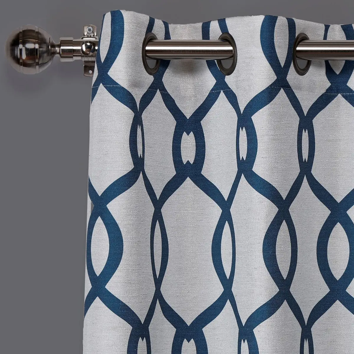 Exclusive Home Kochi Light Filtering Linen Blend Grommet Top Curtain Panel Pair, 54"x96", Teal | Geometric,Contemporary Design - view 3