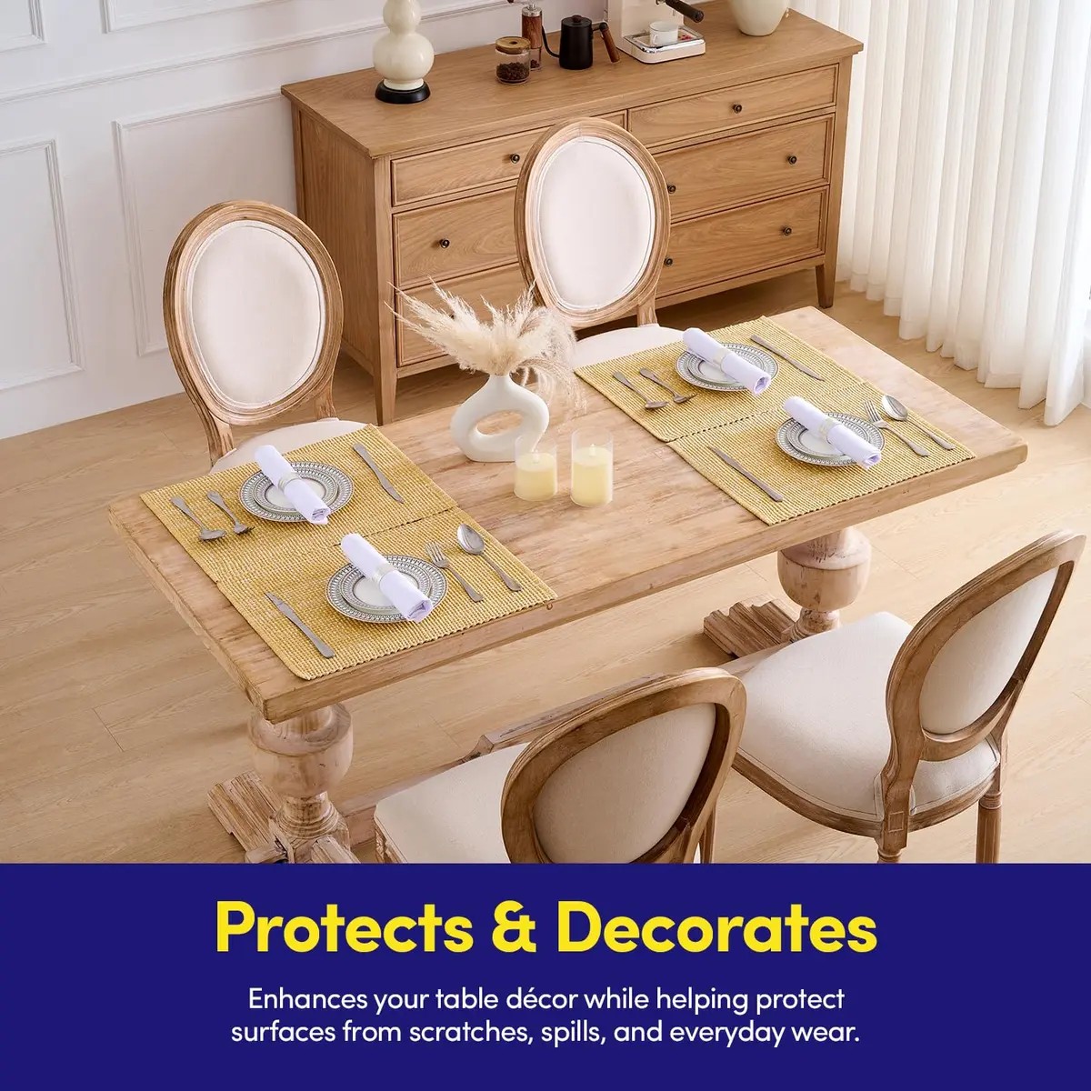 Sweet Home Collection 100% Cotton Placemats for Dining Room Rectangle 13" x 19" | Elegant Table Mat Set - view 6